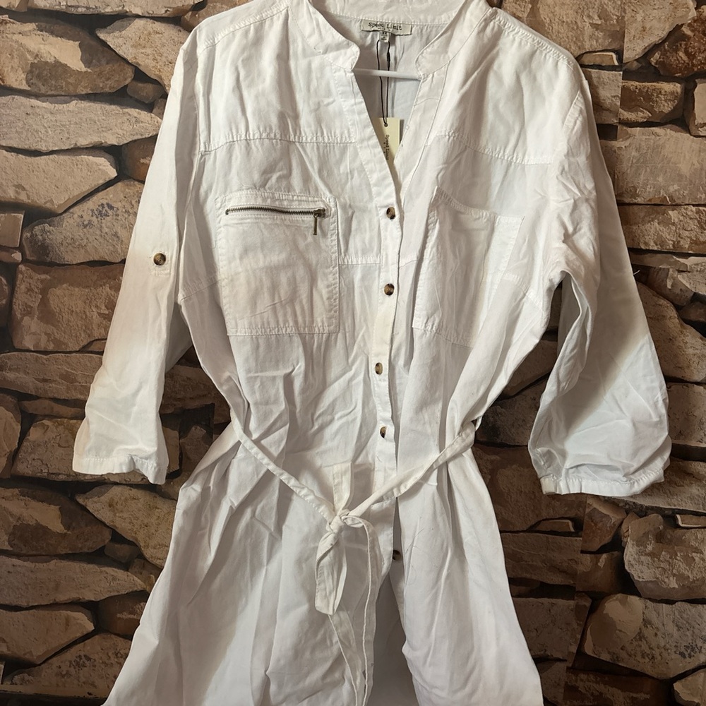 White Button-Up Shirt Dress
